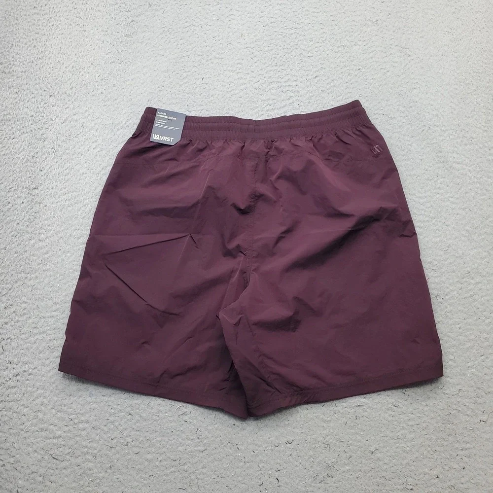 VRST All-In Unlined Shorts Mens M Burgundy Zipper Pocket Water Repellent Pull On